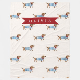 Persoonlijk Preppy Zacht Dachshund Hond Patroon Fleece Deken