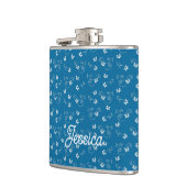 Persoonlijk Pretty Blue Flower-patroon Heupfles (Links)