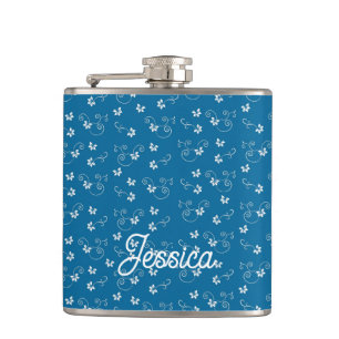 Persoonlijk Pretty Blue Flower-patroon Heupfles