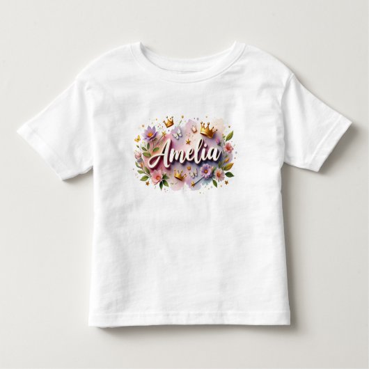 Persoonlijk prinses bloemen t-shirt voor kinderen (Voorkant)