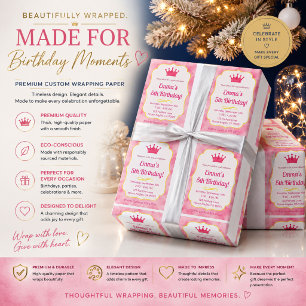 Persoonlijk prinsessen verjaardagsinpakpapier cadeaupapier