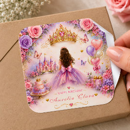 Persoonlijk Prinsessen Verjaardagsverhaalboek  Vierkante Sticker