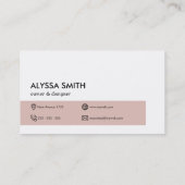 Persoonlijk professioneel Roos Roze Elegant Logo Visitekaartje (Achterkant)