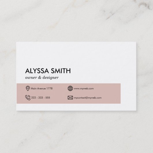 Persoonlijk professioneel Roos Roze Elegant Logo Visitekaartje (Achterkant)