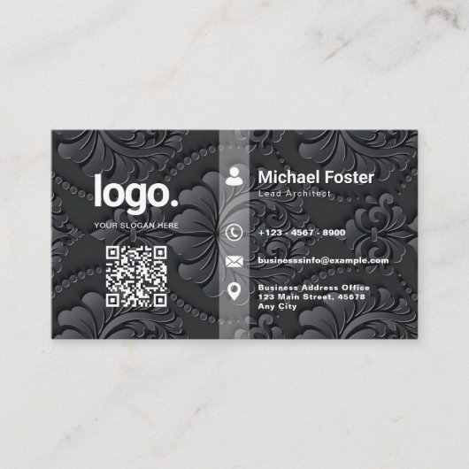 Persoonlijk Professioneel Zwart Elegant Visitekaar Visitekaartje (Voorkant)