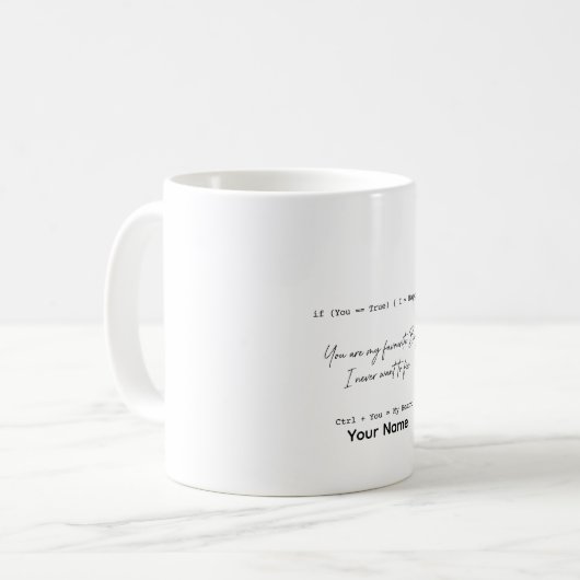 Persoonlijk programmer cadeau codeer liefde mok (Voorkant links)