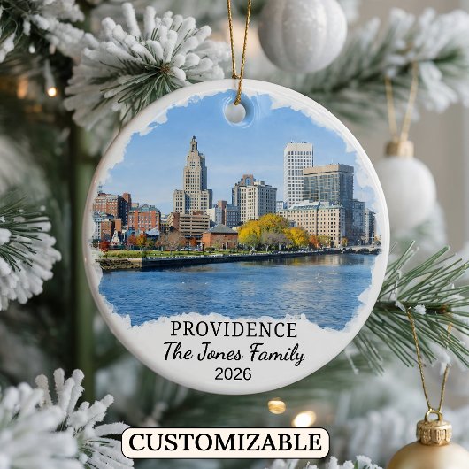 Persoonlijk Providence-sieraad, Rhode Island Keramisch Ornament