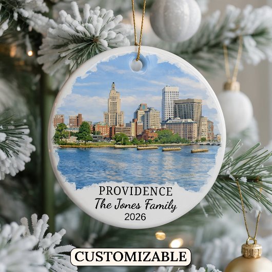 Persoonlijk Providence-sieraad, Rhode Island Keramisch Ornament