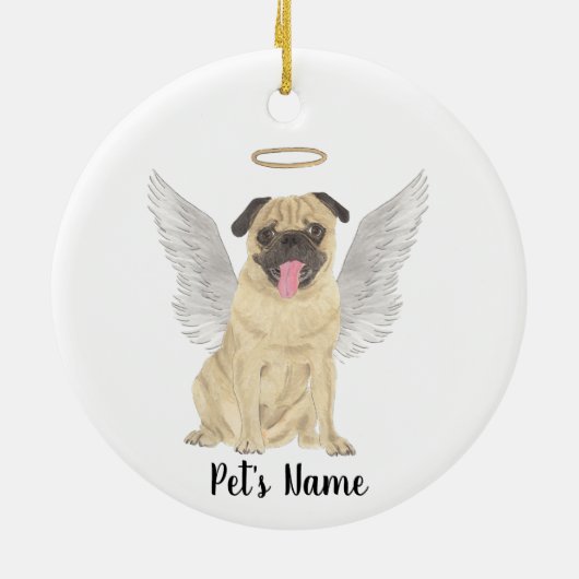 Persoonlijk Pug Sympathie Herdenkingsbericht Keramisch Ornament (Achterkant)