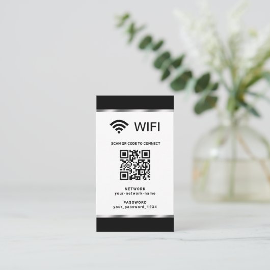Persoonlijk QR-code WiFi-netwerk en wachtwoord Visitekaartje (Staand voorkant)