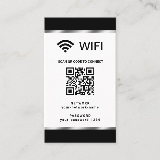 Persoonlijk QR-code WiFi-netwerk en wachtwoord Visitekaartje (Voorkant)