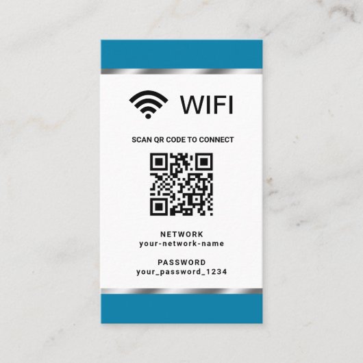 Persoonlijk QR-code WiFi-netwerk en wachtwoord Visitekaartje (Voorkant)