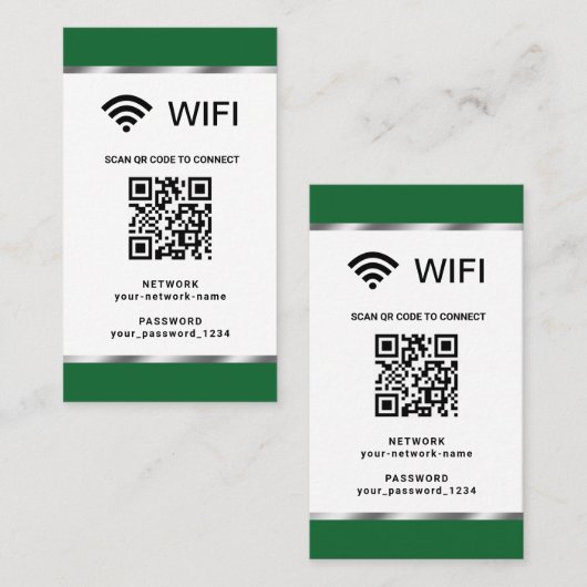 Persoonlijk QR-code WiFi-netwerk en wachtwoord Visitekaartje (Voorkant / Achterkant)