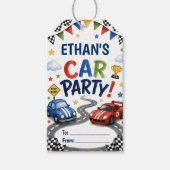Persoonlijk raceautoverjaardagscadeau cadeaulabel (Voorkant)