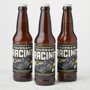 Persoonlijk Raceteam Snelle Race Auto Bestuurder  Bier Etiket