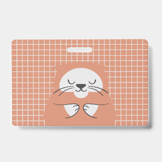 Persoonlijk rasterlijn bruine knuffelkat badge
