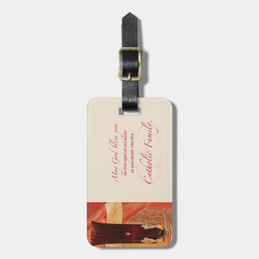 Persoonlijk, RCIA Gefeliciteerd, katholiek, rood Bagagelabel (Voorkant verticaal)