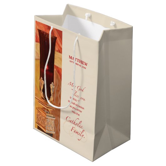 Persoonlijk, RCIA Gefeliciteerd, katholiek, rood Medium Cadeauzakje (Achterkant Gekanteld)