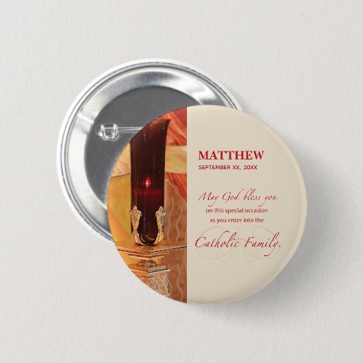 Persoonlijk, RCIA Gefeliciteerd, katholiek, rood Ronde Button 5,7 Cm (Voorkant /achterkant)