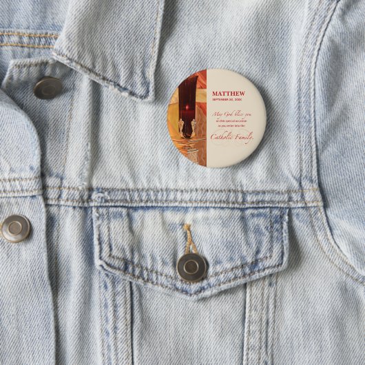 Persoonlijk, RCIA Gefeliciteerd, katholiek, rood Ronde Button 5,7 Cm (In situ)