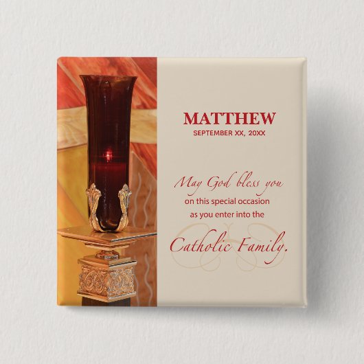 Persoonlijk, RCIA Gefeliciteerd, katholiek, rood Vierkante Button 5,1 Cm (Voorkant)