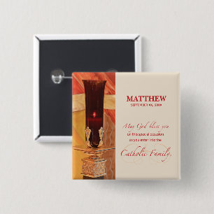 Persoonlijk, RCIA Gefeliciteerd, katholiek, rood Vierkante Button 5,1 Cm