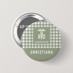 Persoonlijk RD Geregistreerd Dieet Plaid Patroon Ronde Button 5,7 Cm