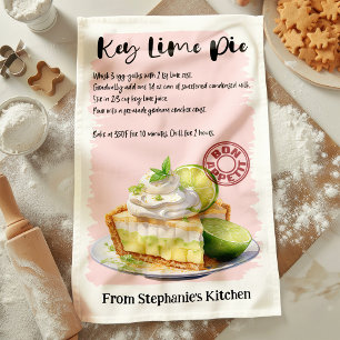 Persoonlijk recept voor Key Lime Pie keukendoek Theedoek