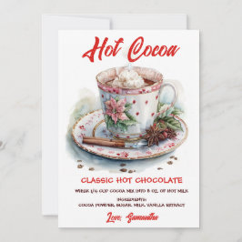 Persoonlijk recept voor warme chocolademelk feestdagenkaart