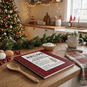 Persoonlijk receptenboek met ruitjesmotief - Kerst Notitieboek