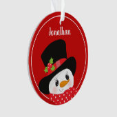 Persoonlijk Red Snowman Year Ornament (voorkant)