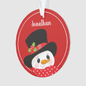 Persoonlijk Red Snowman Year Ornament (voorkant)