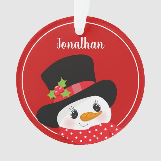 Persoonlijk Red Snowman Year Ornament (voorkant)