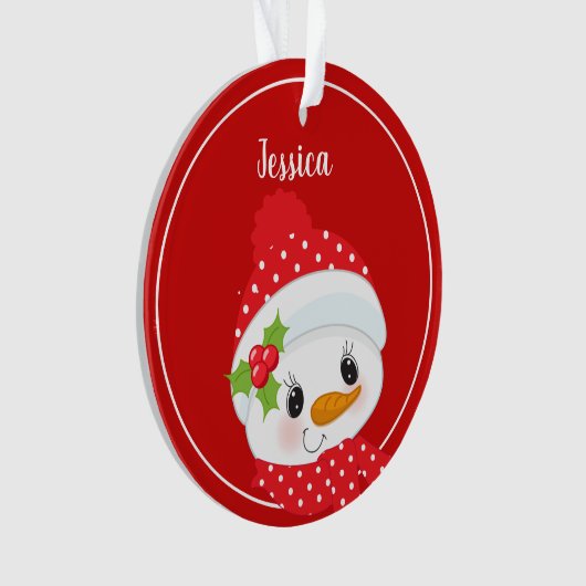 Persoonlijk Red Snowman Year Ornament (voorkant)