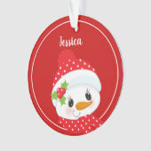 Persoonlijk Red Snowman Year Ornament (voorkant)