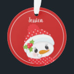 Persoonlijk Red Snowman Year Ornament<br><div class="desc">Persoonlijk Ornament met het Rode Kerstfeest Snowman-jaar. Voeg het jaar aan de rug toe.</div>