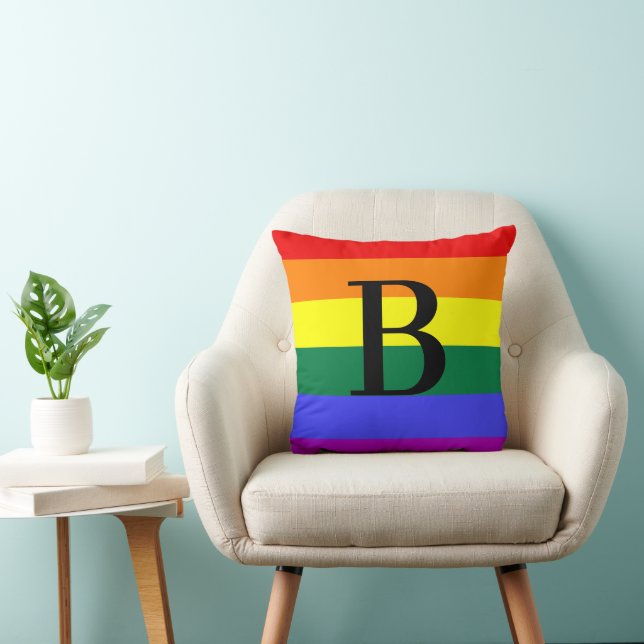 Persoonlijk Regenboog LGBT Proud Geschenk met Mono Kussen (Stoel)