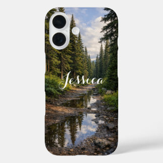 Persoonlijk regenwoudpad landschap iPhone 16 hoesje
