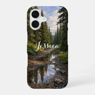Persoonlijk regenwoudpad landschap iPhone 16 hoesje