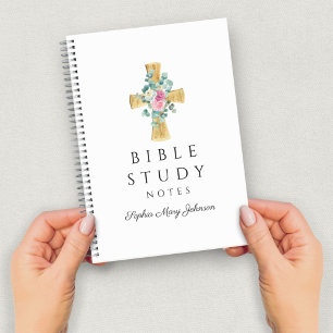 Persoonlijk Religieus Kruis met Bloemen Notitieboek
