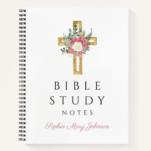 Persoonlijk Religieus Kruis met Bloemen Notitieboek