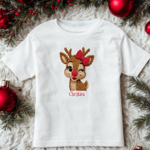 Persoonlijk rendier Kerst T-shirt voor jongeren