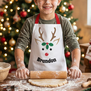 Persoonlijk rendiergezicht Kerstbakken voor kind Schort
