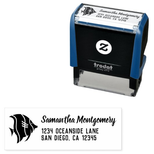 Persoonlijk retouradres met engelvis zelfinktende stempel (In situ)