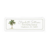 Persoonlijk retouradres met kustpalmboom etiket (Voorkant)