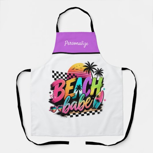 Persoonlijk Retro Beach Babe Zomer Vibe Design Schort (Voorkant)