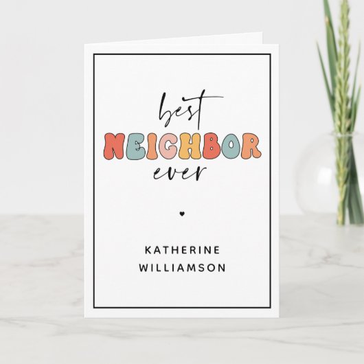 Persoonlijk Retro Beste Buur Ever Schattig Kaart (Voorkant)