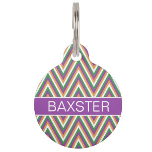 Persoonlijk Retro Chevron Patroon Huisdierpenning