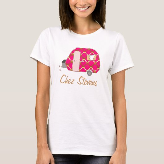 Persoonlijk Retro Design Caravan Eigenaar T-shirt (Voorkant)