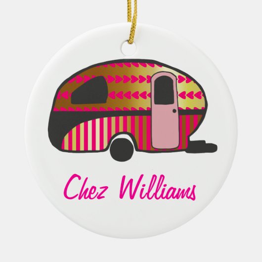 Persoonlijk Retro Design Caravanornamenten Keramisch Ornament (Voorkant)